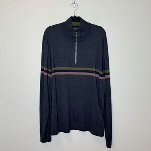 Ted Baker London Allova Charcoal Striped Henley Pullover Size 7 XL